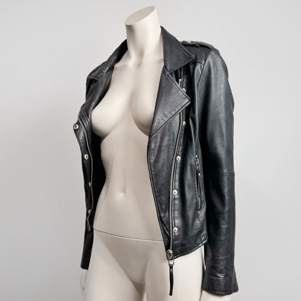 Vintage IRO Lambskin Leather Moto Jacket Fitted Size 0 - Picture 5 of 11